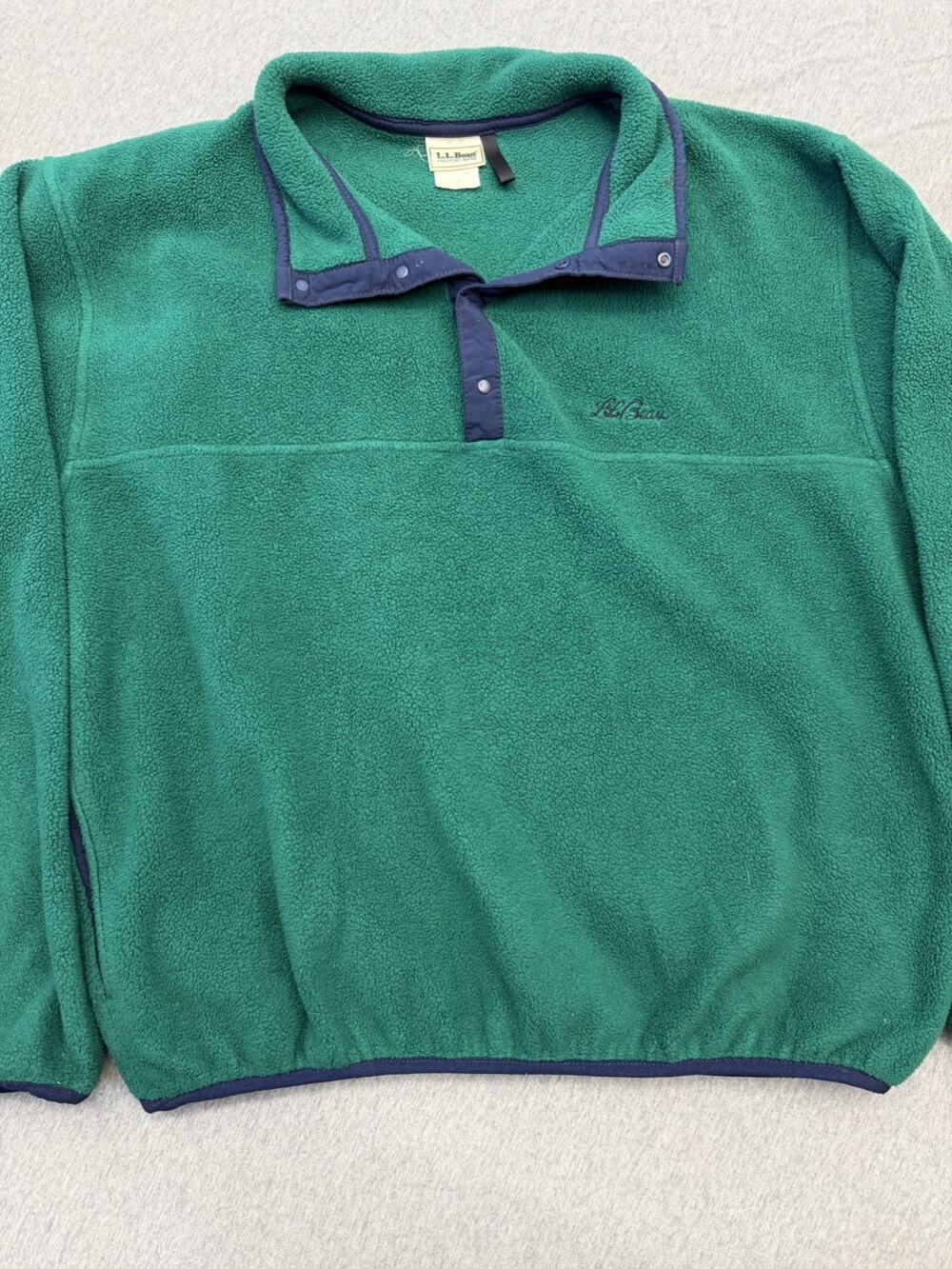 LL Bean Snap T Fleece Vintage Pullover Neck Blue Mens Large Hiking Sweater